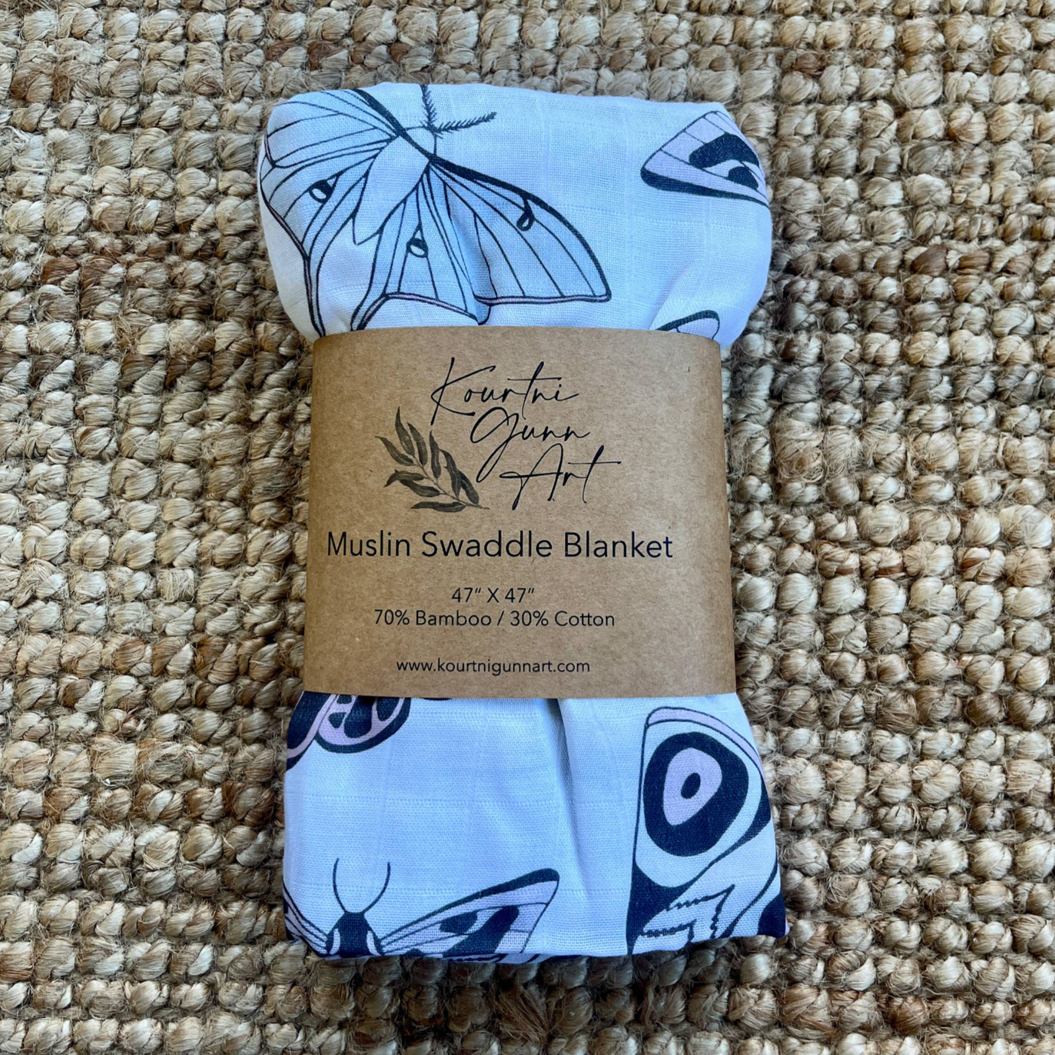 Moth Swaddle Blanket  |  Luna Moth Muslin Baby Blanket