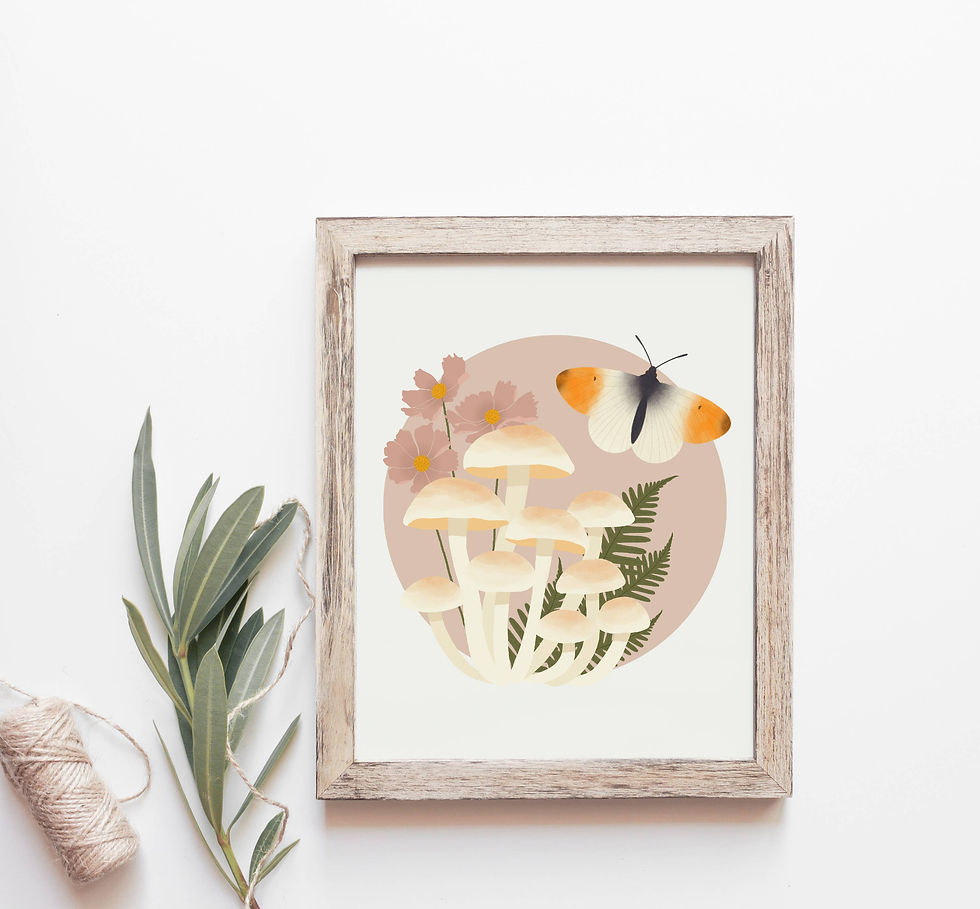 Thumbnail: Mushroom Wall Art  |  Mushroom Moth Art Print