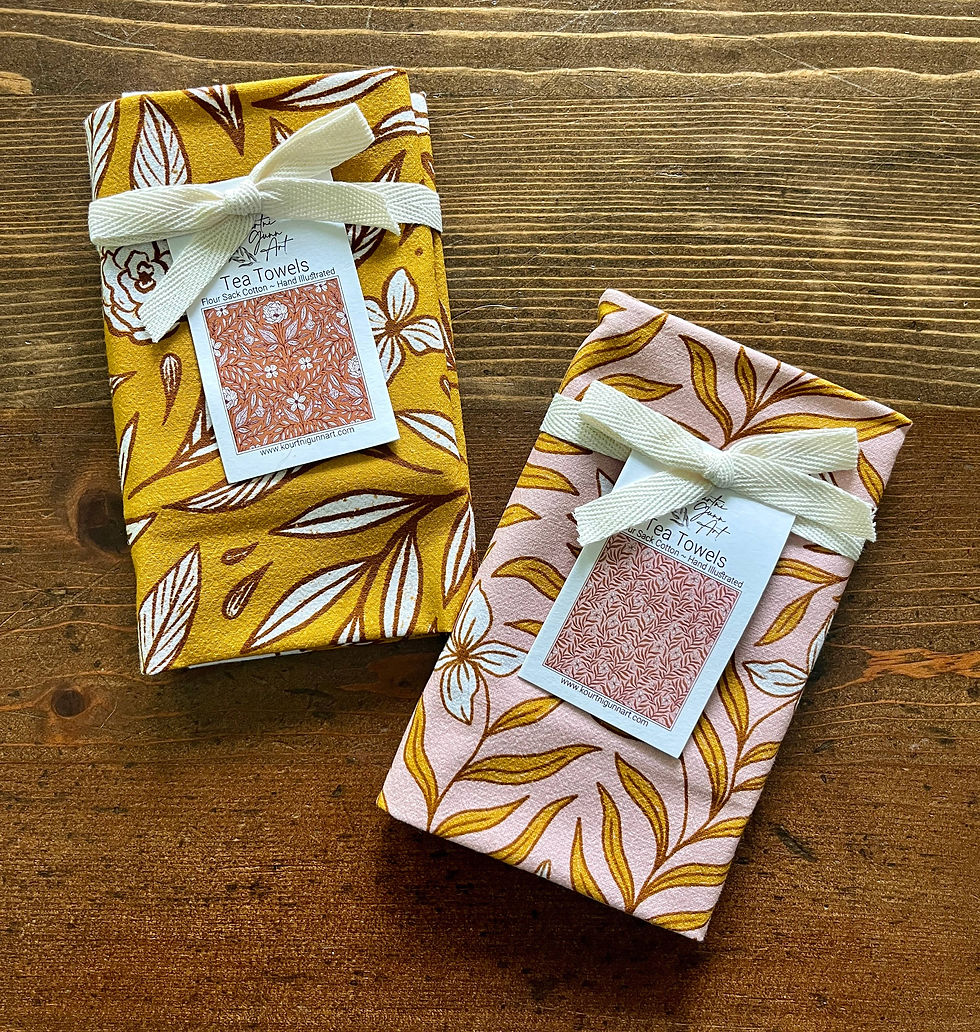 Thumbnail: Yellow Floral Flour Sack Towel  |  Gold Tea Towel