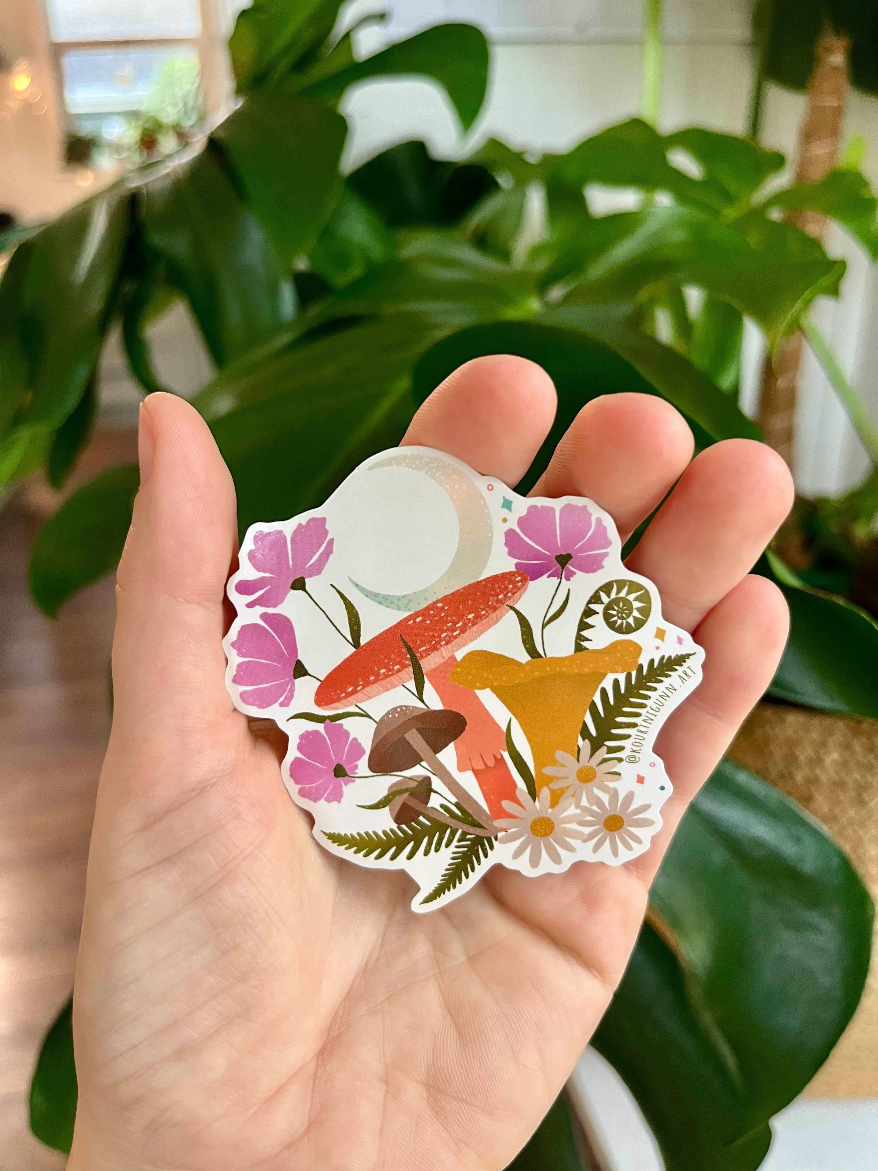Moonlit Mushroom Sticker | Mushroom Vinyl Sticker