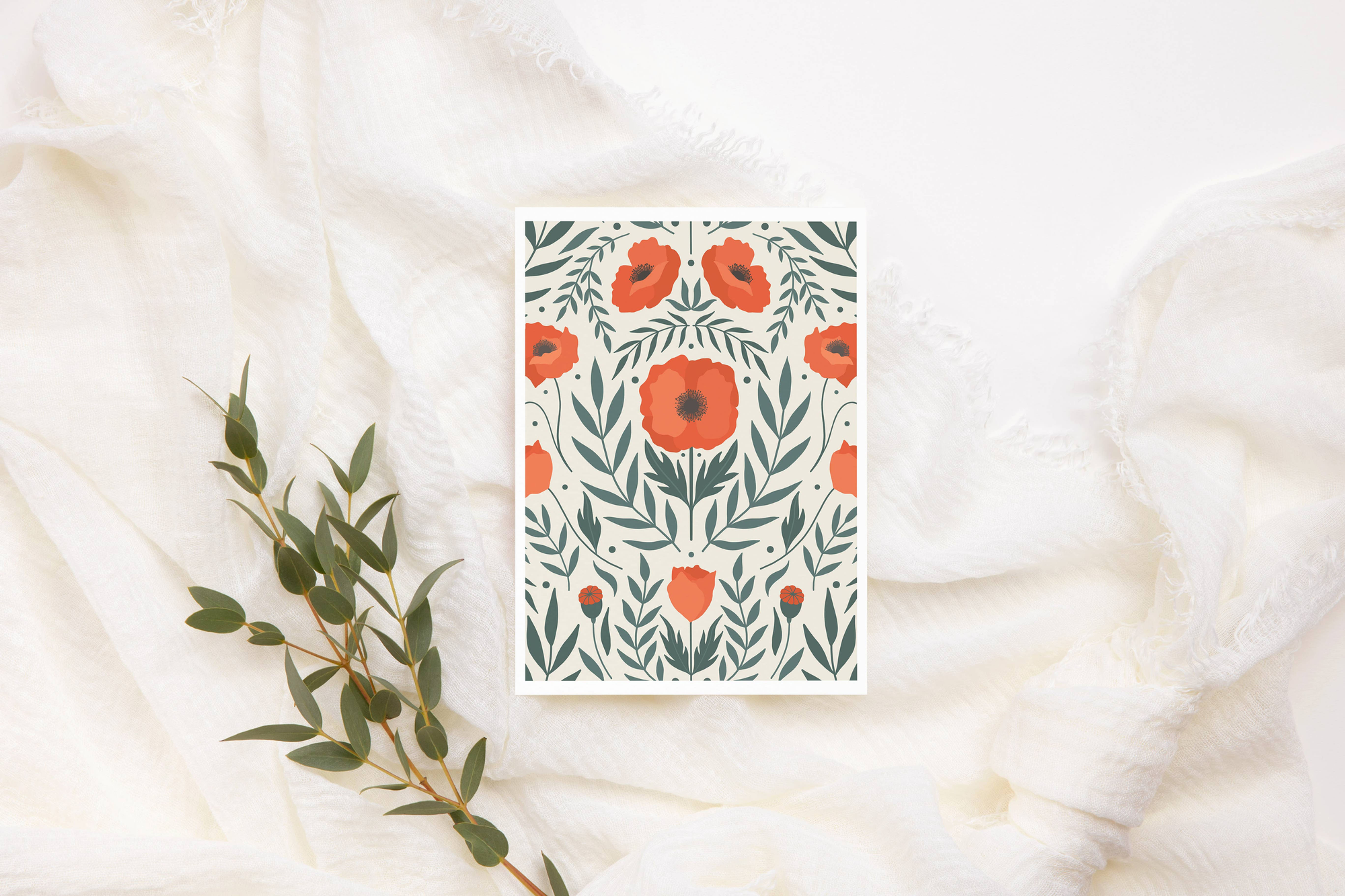 Floral Poppy Greeting Card | Floral Birthday Card