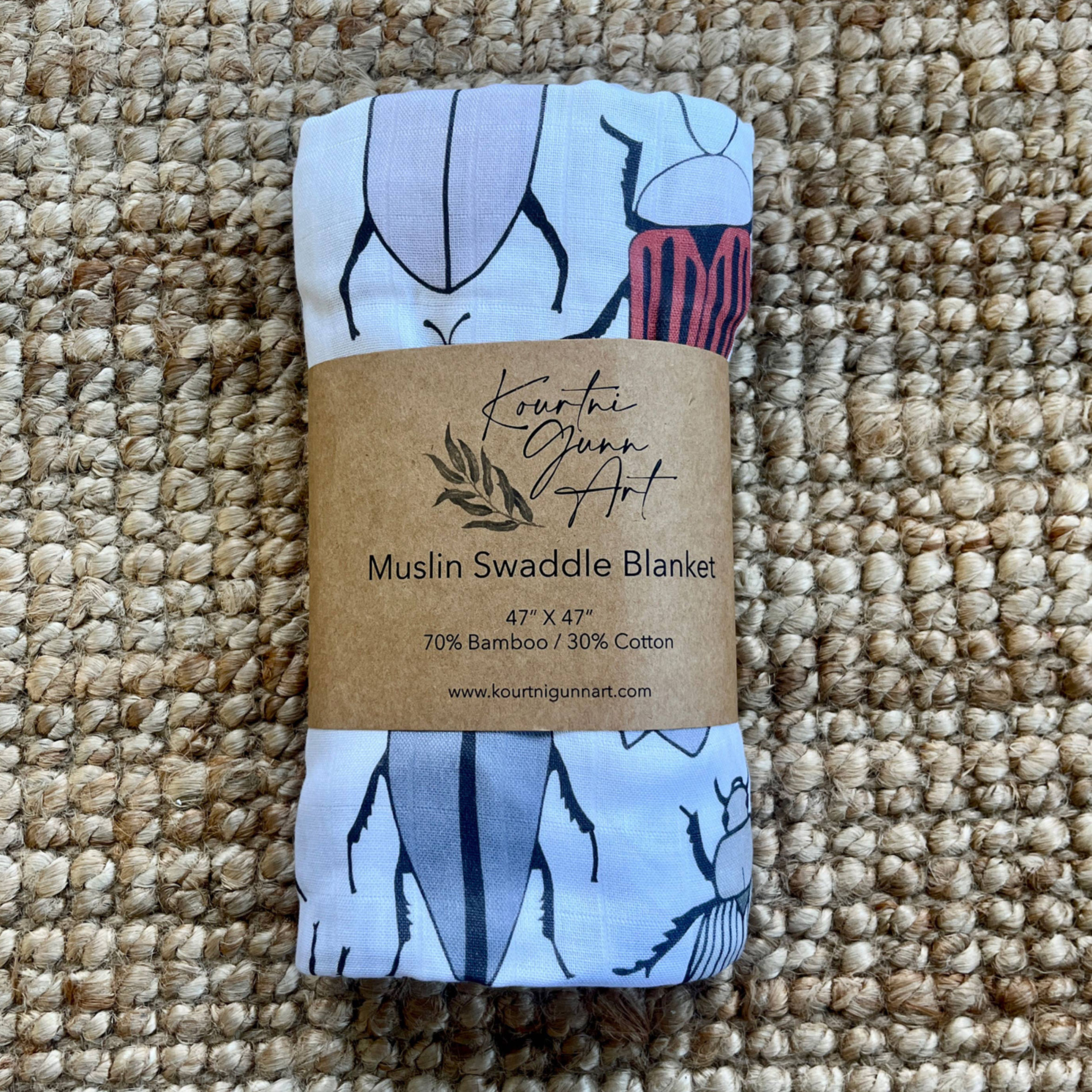 Beetle Swaddle Blanket | Bug Muslin Baby Blanket