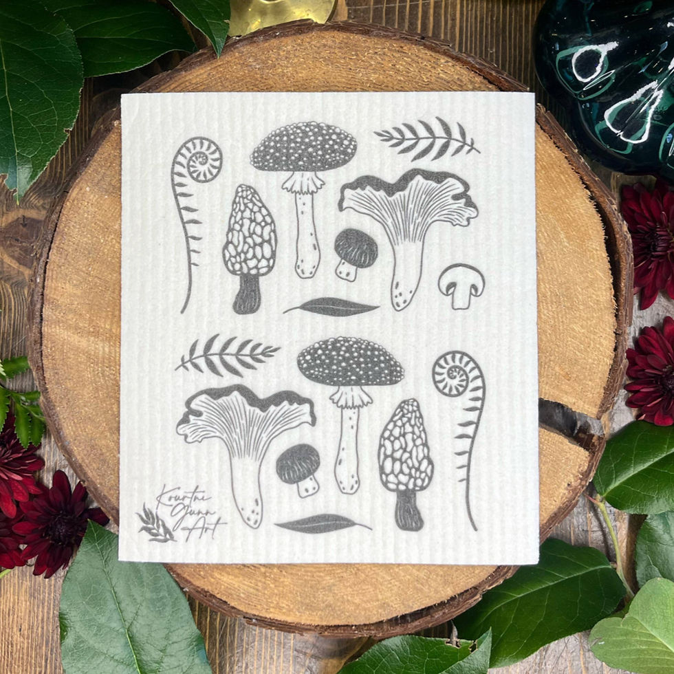Thumbnail: Swedish Dishcloth  |  Eco-Friendly Dish Cloth  |  Mushrooms