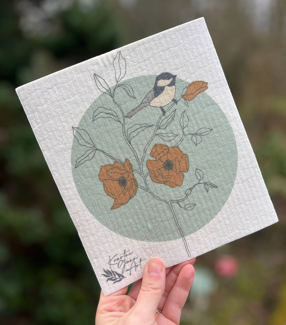 Thumbnail: Swedish Dishcloth  |  Eco-Friendly Dish Cloth  |  Chickadee
