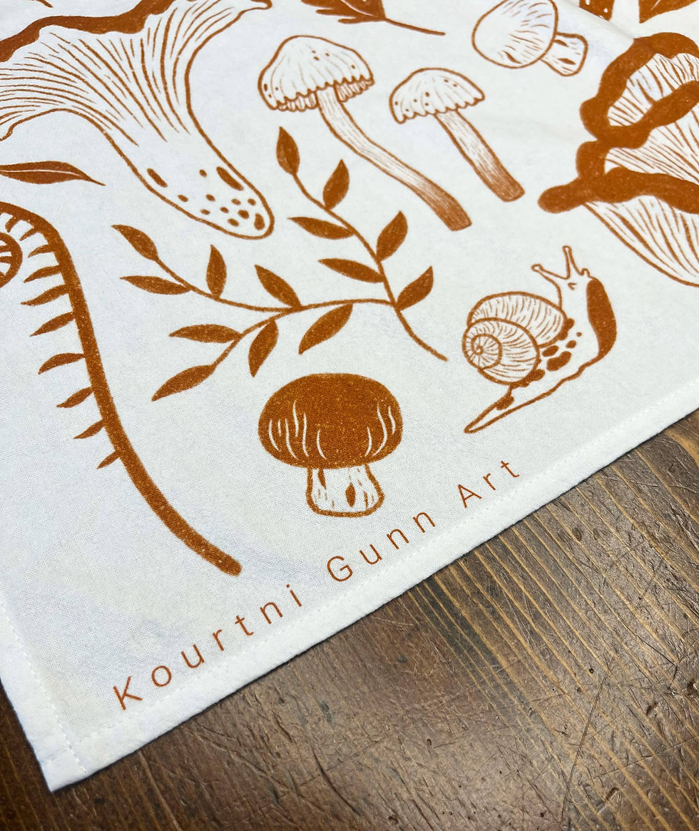 Thumbnail: Mushroom Flour Sack Towel  |  Mushroom Tea Towel