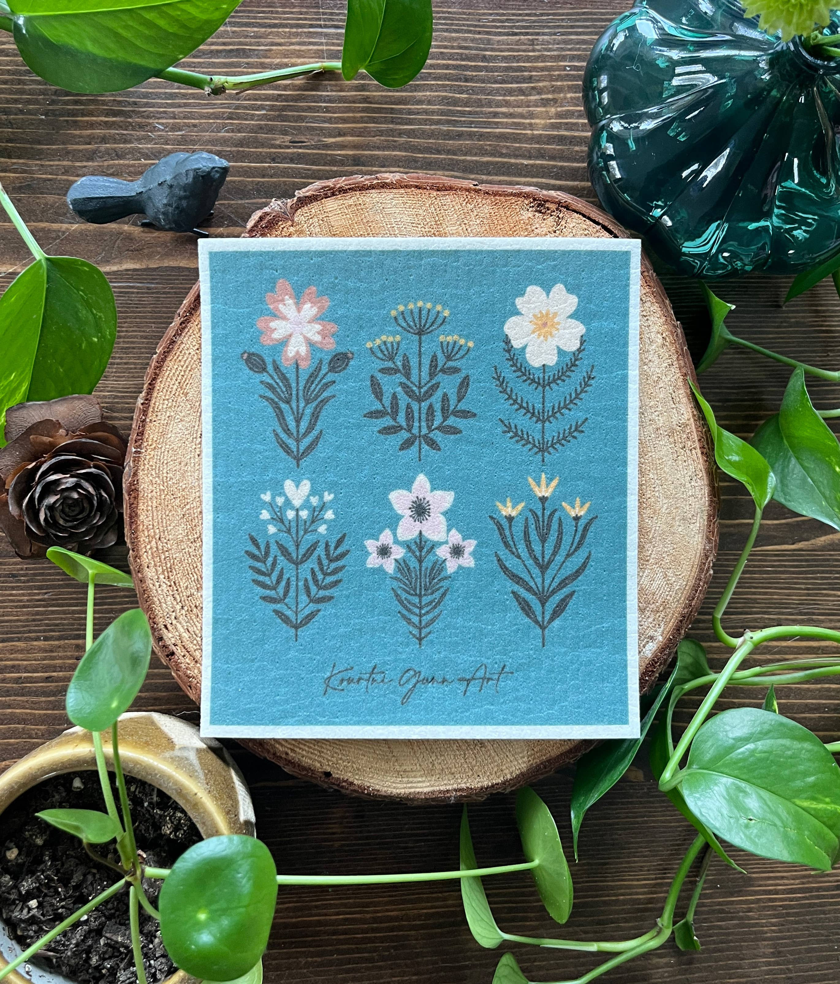 Swedish Dishcloth | Eco-Friendly Dish Cloth | Folk Floral