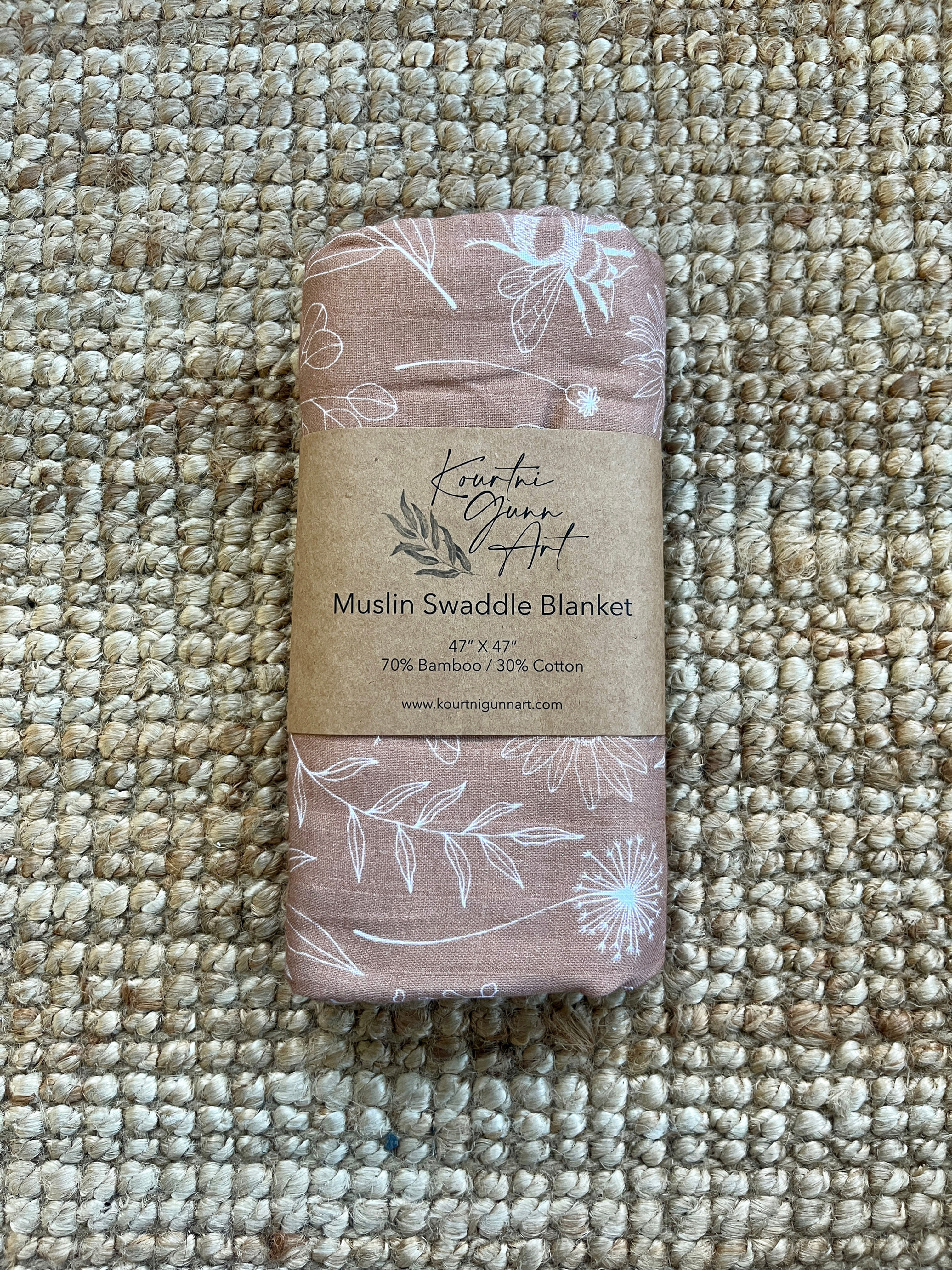 Wildflower and Bee Swaddle Blanket | Floral Muslin Baby Blanket
