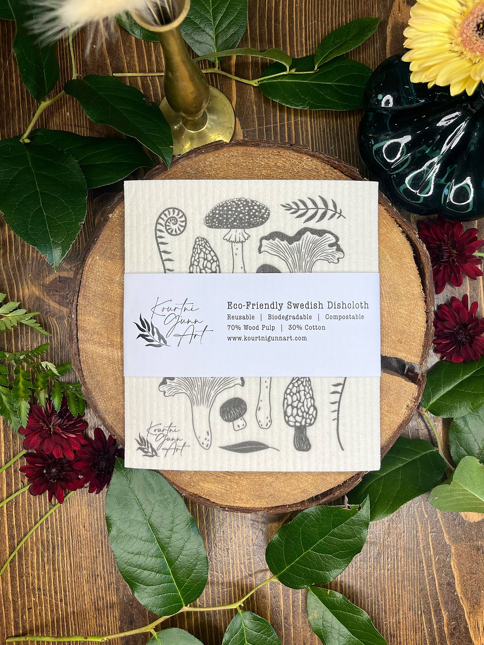 Thumbnail: Swedish Dishcloth  |  Eco-Friendly Dish Cloth  |  Mushrooms