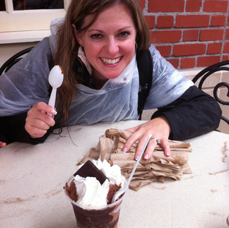 Eating ice cream in the rain