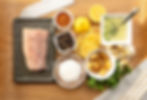 Sea Salt and Roasted Garlic Mahi Ingredients on a cutting board