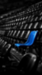 create an image of empty seates of a stadium all the seats are in black and white but one 
