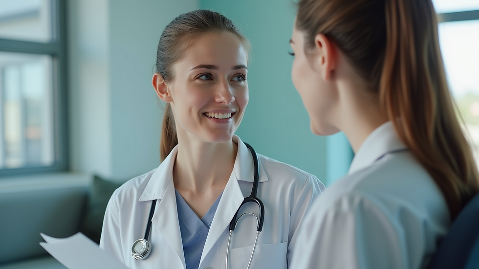 Close-up view of a doctor explaining PCOS treatment options to a patient