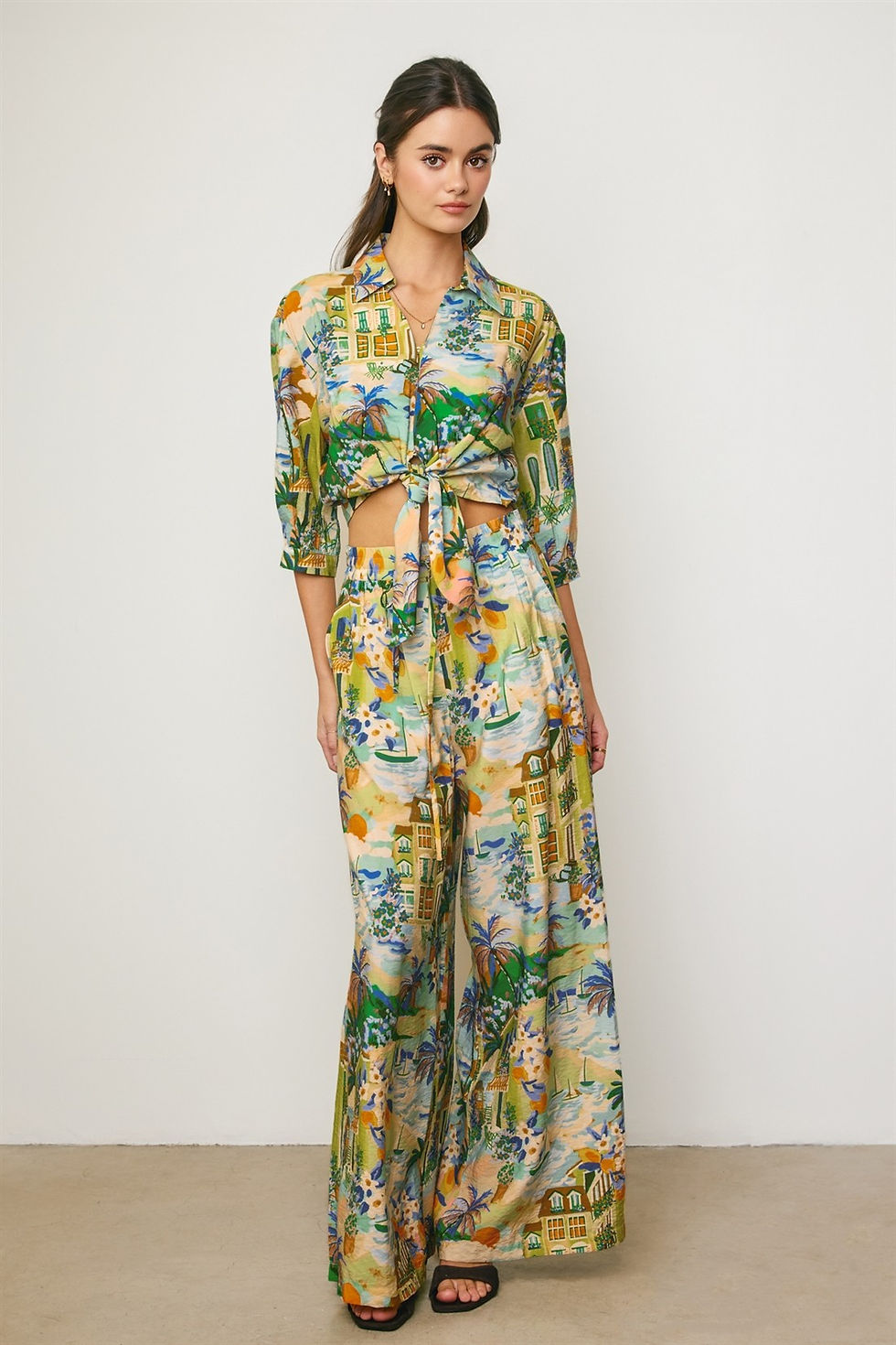 Thumbnail: Porto Vista Tie Front Top (Matching Pants Sold Separately)