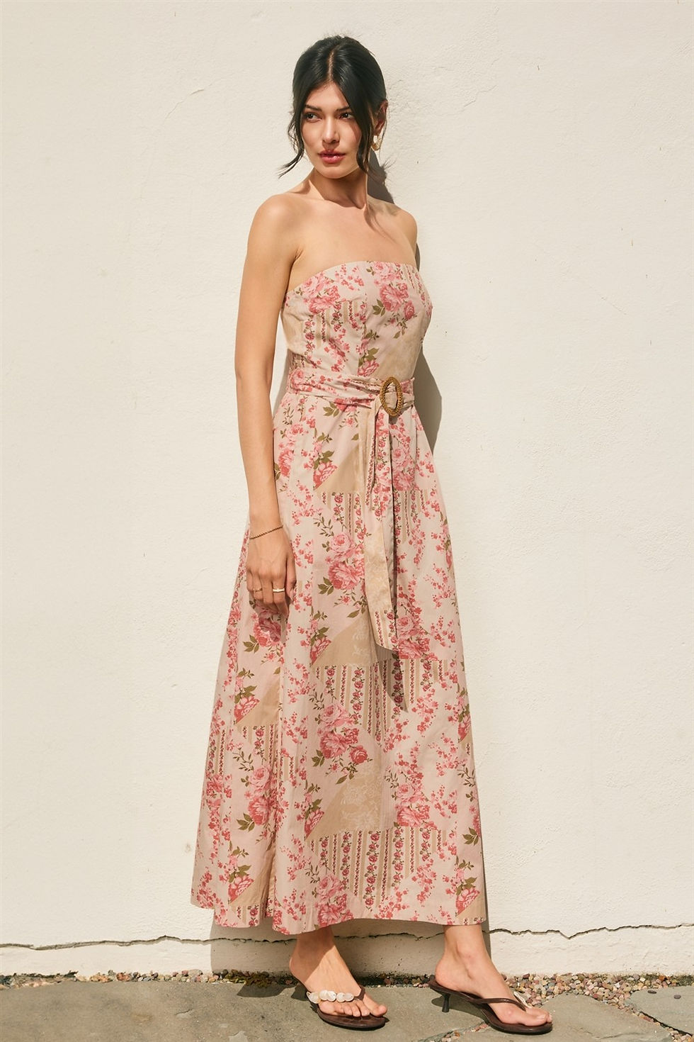 Thumbnail: Camellia Coast Strapless Cotton Maxi Dress
