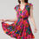 Thumbnail: Leaf Print Ruffle Detail Smocked Waist Tiered Mini Dress