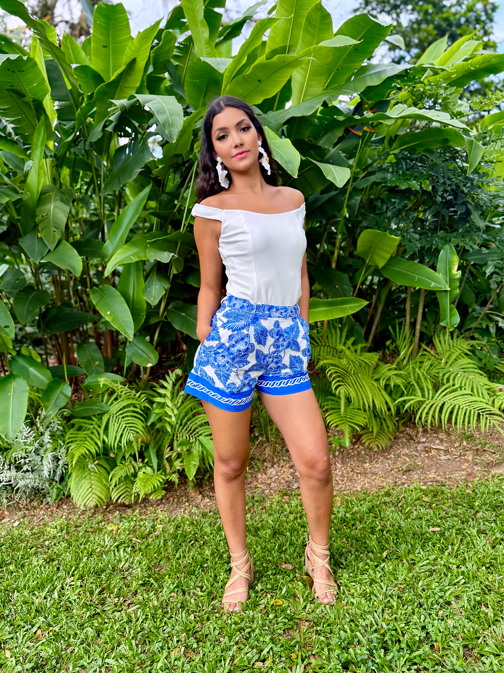 Thumbnail: Gianna Coastal Tile Print Shorts