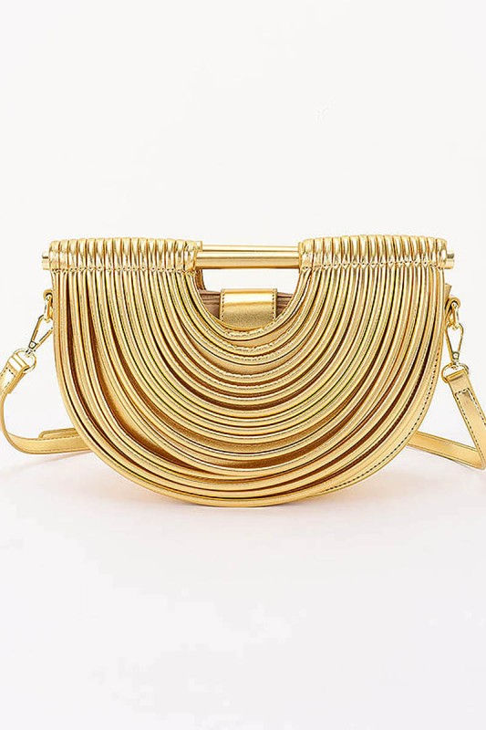 Metallic Faux Leather Noodle Bag