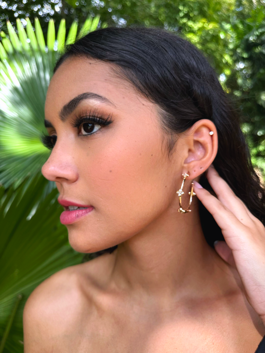 The Clover Pavé Hoop Earrings