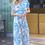 Thumbnail: Leaf Print Short Sleeve Surplice Top & Wide Leg Pants