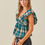 Thumbnail: Plaid Babydoll Tie Back Flutter Sleeve Top