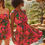 Thumbnail: Leaf Print Ruffle Detail Smocked Waist Tiered Mini Dress