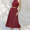 Thumbnail: Merlot Waves Edge Knit Crop Top (Matching Skirt Sold Separately)