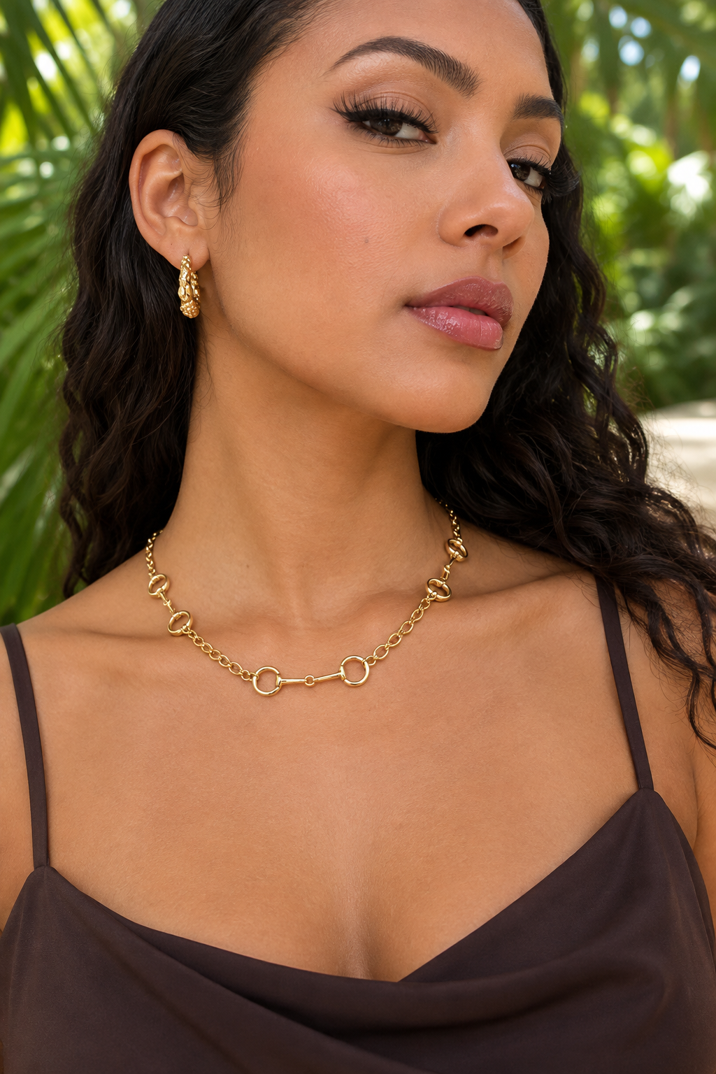Gold Link Accent Chain Necklace