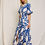 Thumbnail: Wave Detail Print Cotton Blend Short Sleeve Rattan Buckle Detail Maxi Dress