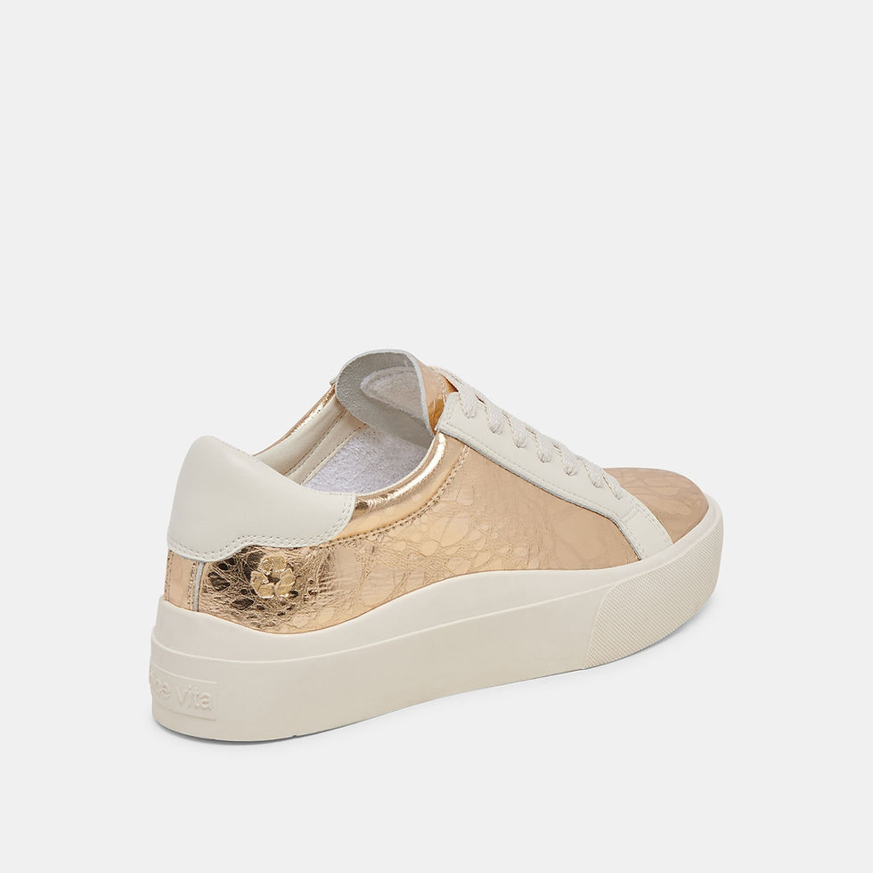 Thumbnail: Gold Distressed Leather Platform Sneakers