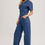 Thumbnail: Denim Button Front Carpenter Jumpsuit - SALE