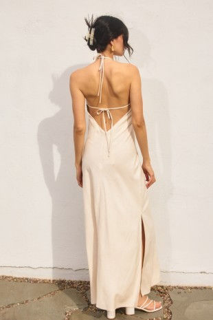 Thumbnail: Zaya Open Back Linen Maxi Dress