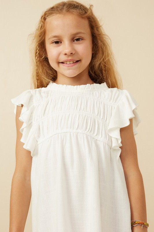 Thumbnail: Girls - Textured Smocked Ruffle Detail Tank