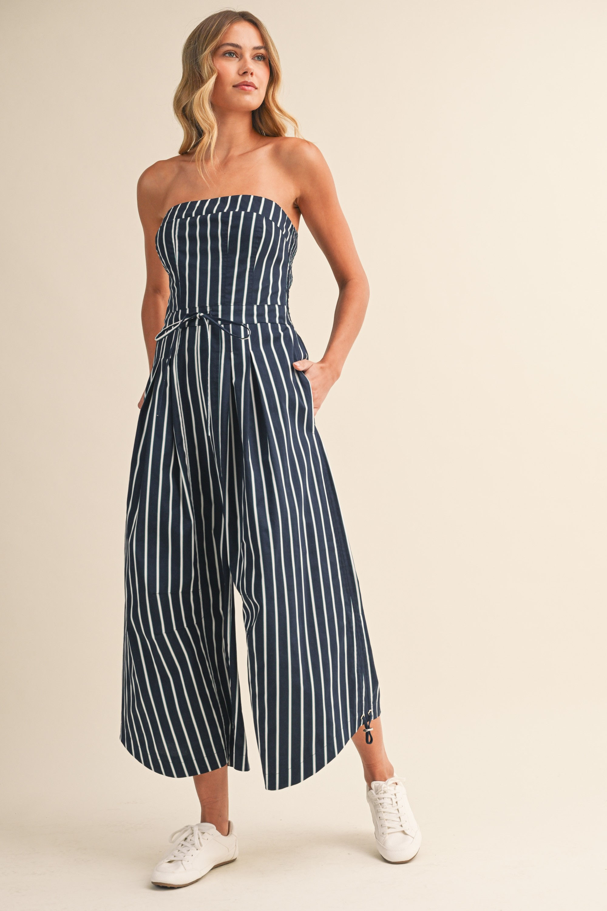 Lorient Strapless Stripe Cotton Jumpsuit