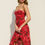Thumbnail: Crimson Bloom Asymmetrical Satin Maxi Dress