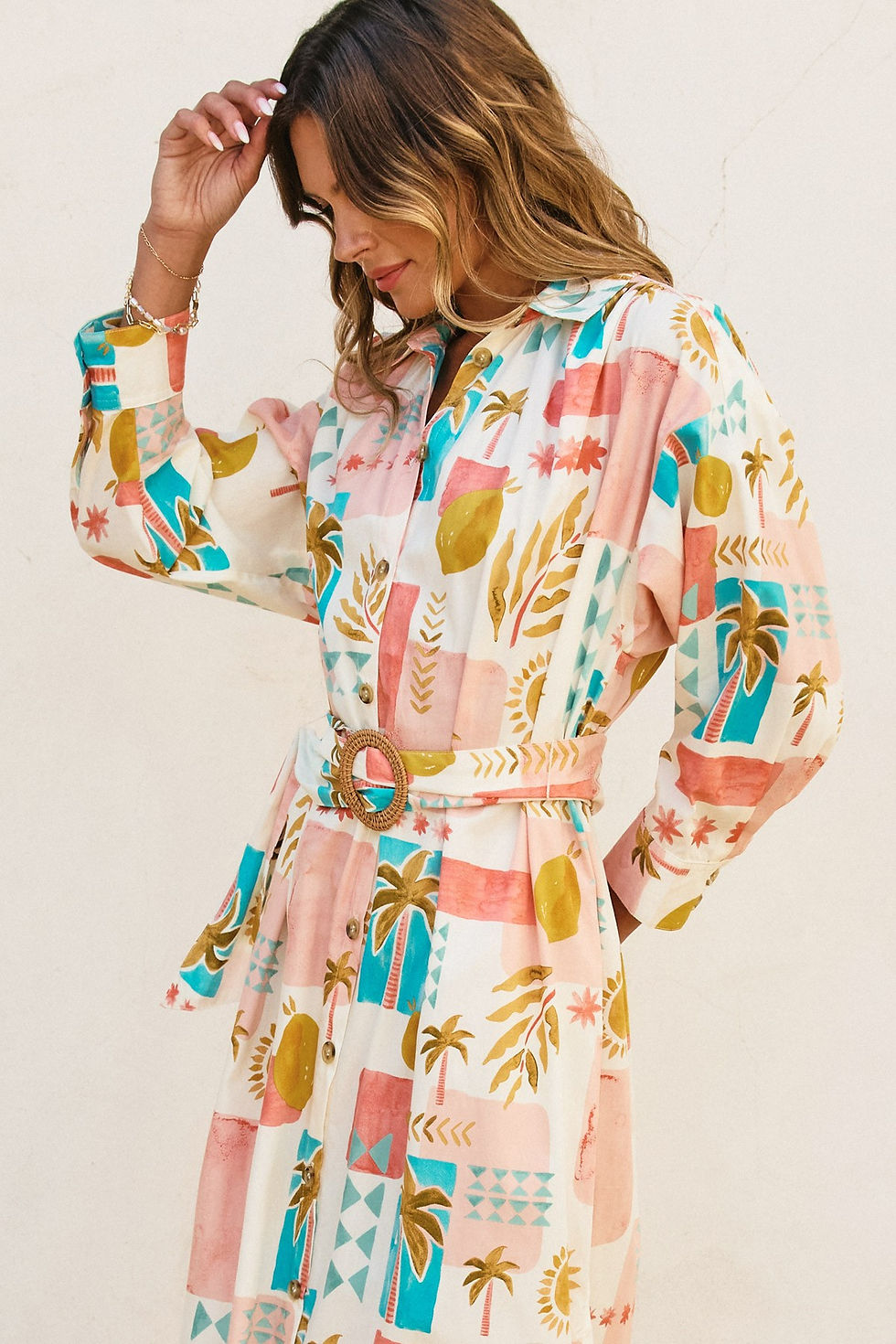 Thumbnail: Mykonos Postcard Belted Cotton Midi Dress