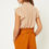 Thumbnail: Girls - High Waist Paperbag Belted Button Detail Shorts - Tangerine