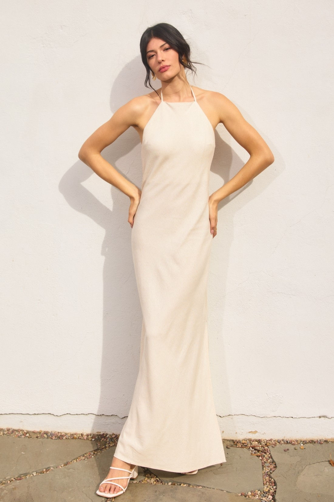 Zaya Open Back Linen Maxi Dress