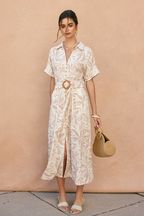 alexa maxi shirt dress Alexa Linen Maxi Shirt Dress - Grey Blue Chambray