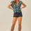 Thumbnail: Plaid Babydoll Tie Back Flutter Sleeve Top