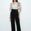 Thumbnail: Chain Accent Waist Flap Wide Leg Pants - Black