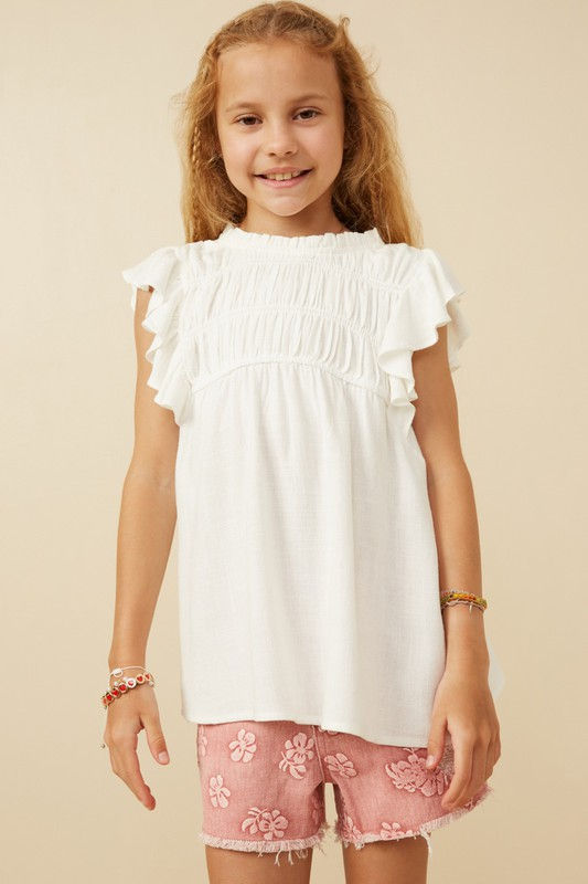 Thumbnail: Girls - Textured Smocked Ruffle Detail Tank