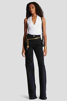 Balmain white top & black pants