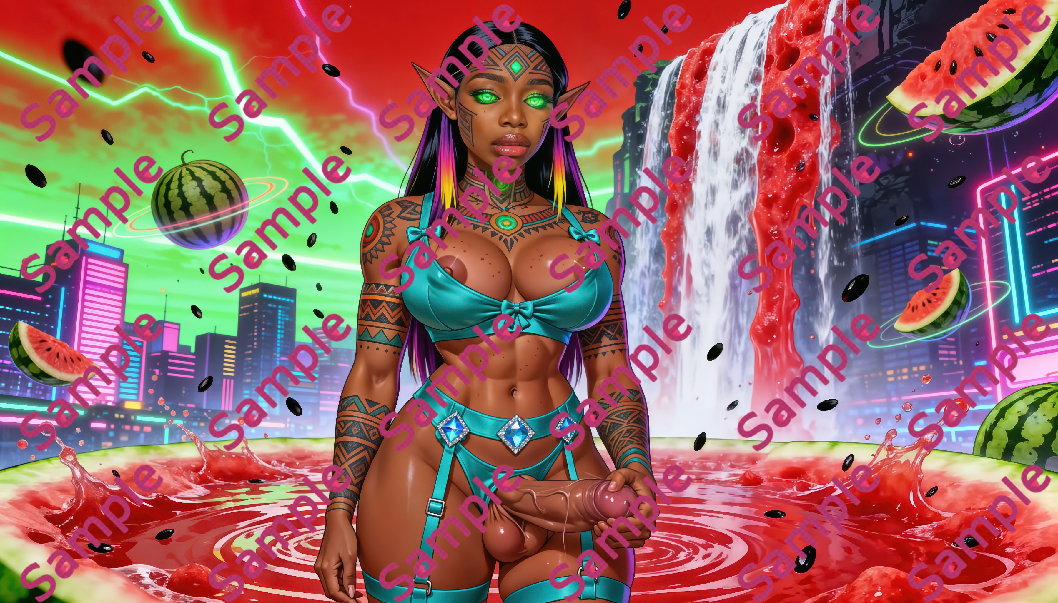 Lemeka's Futanari Life is Watermelon Delicious (Synthography)