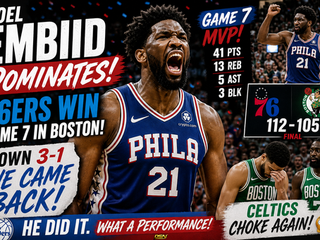 Joel Embiid celebrates Game 7 win over Boston Celtics as 76ers complete historic playoff comeback