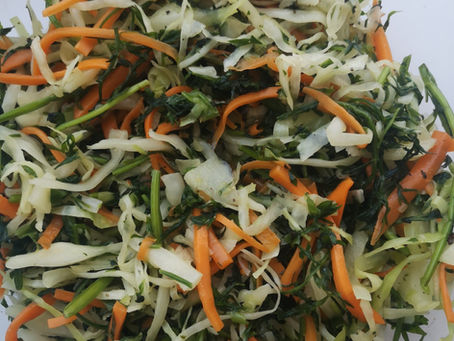 Shredded veg ready to make sauerkraut