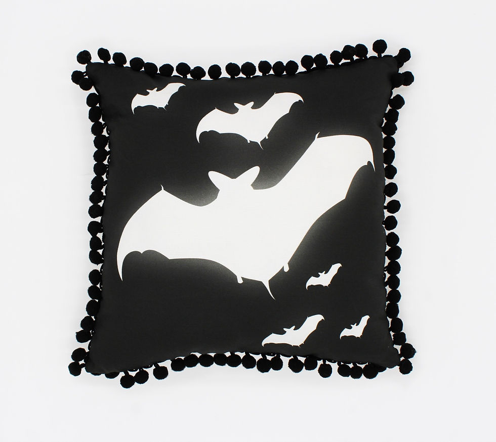 Thumbnail: Bats Halloween Throw pillow- Pom Pom edge