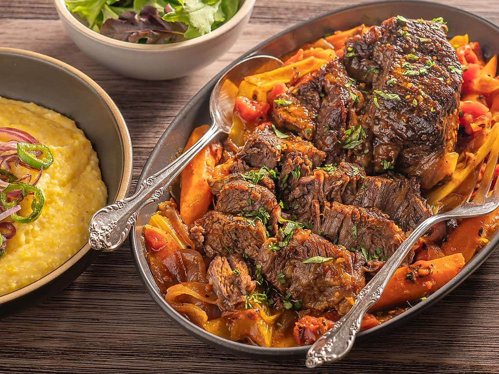 Achiote Chuck Roast with Oven Polenta