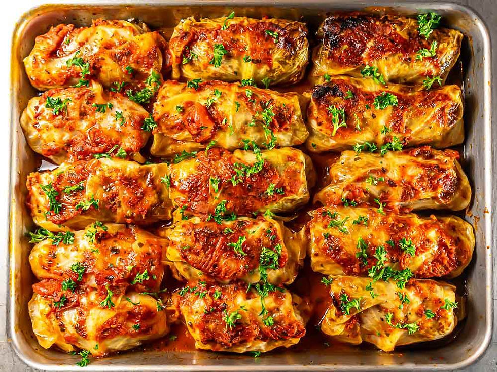 Steamed Baked Cabbage Rolls with Beef and Pork