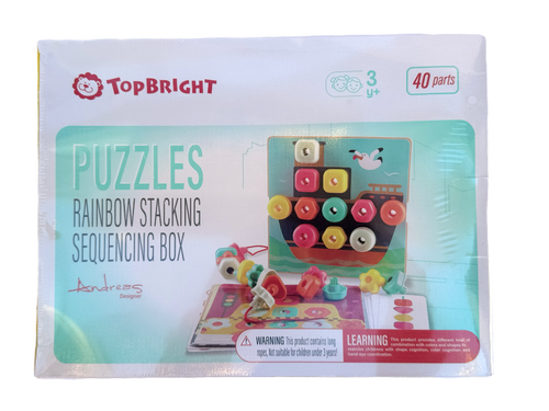 Puzzle - rainbow stacking sequencing box