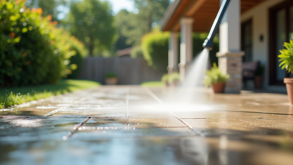 Close-up view of a pristine patio after pressure washing